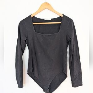 Mango Classic Black Square Neck Bodysuit